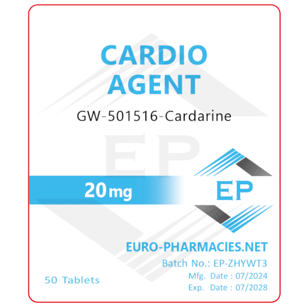Cardio Agent (Cardarine-GW501516) - 20mg/tab 50tabs - Euro Pharmacies - USA Domestic
